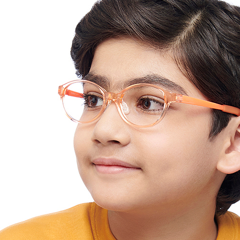 Hooper Screen Glasses Blue-Block Kids Computer Glasses: Orange Transparent Full Rim Oval Kids 8-12 yrs Lenskart Junior LKJ E10067CE-C4 left side Hooper Screen Glasses Blue-Block Kids Computer Glasses: Orange Transparent Full Rim Oval Kids 8-12 yrs Lenskart Junior LKJ E10067CE-C4 left side