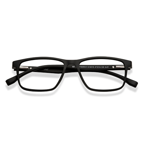 Hooper Screen Glasses Kids Glasses: Black Black Full Rim Rectangle Kids 5-8 yrs Hooper LK D16259 C1 left side Hooper Screen Glasses Kids Glasses: Black Black Full Rim Rectangle Kids 5-8 yrs Hooper LK D16259 C1 left side
